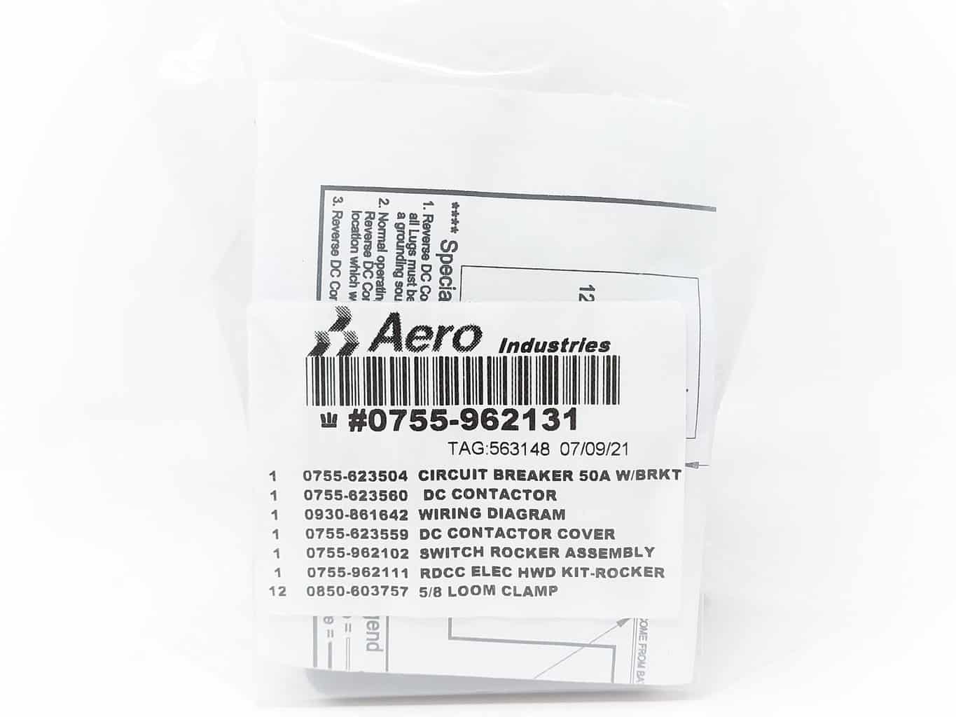 Aero Reversing DC Contactor Kit with Rocker Switch and 50A Breaker A0755-962131