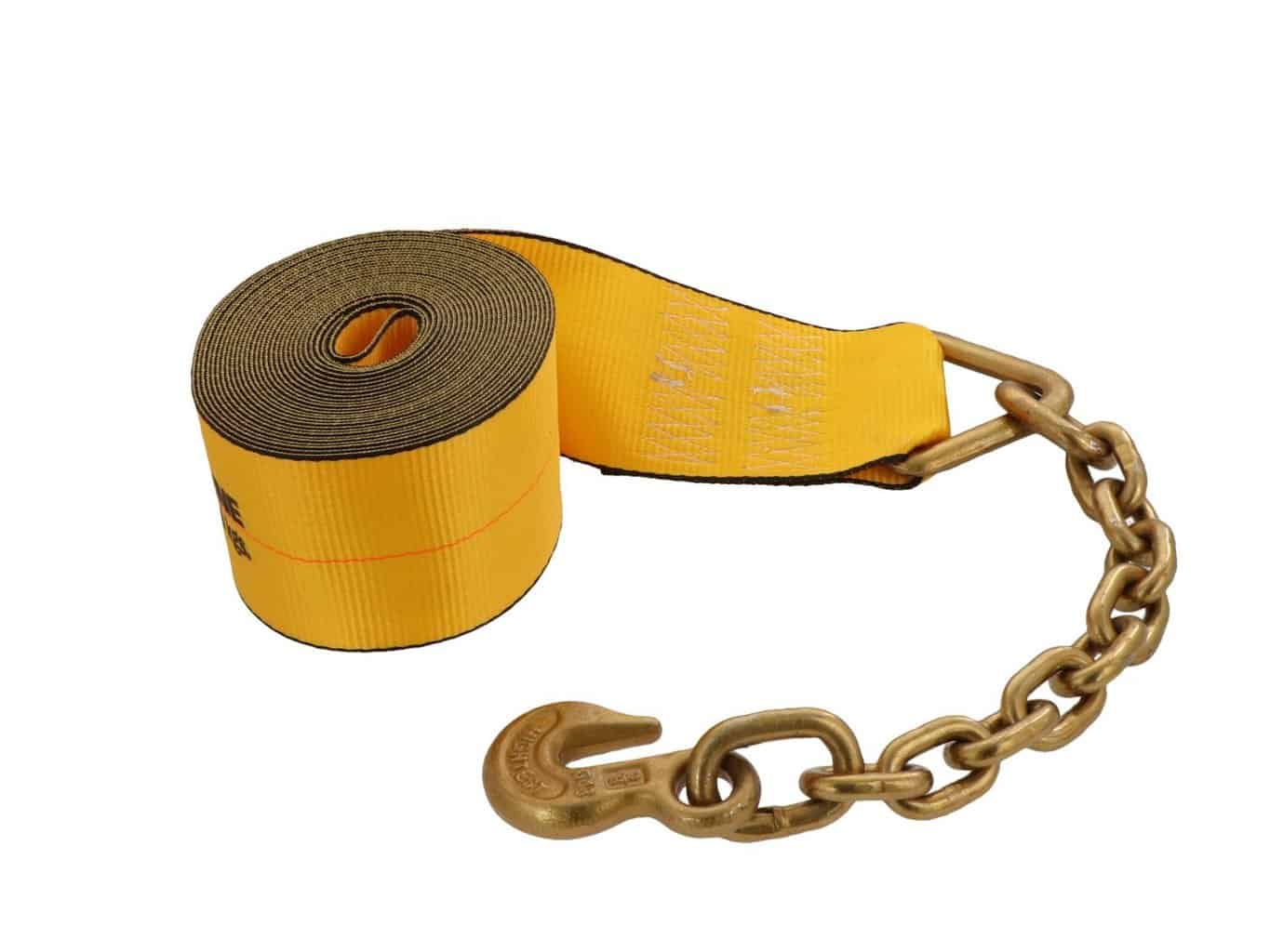 Kinedyne 4" by 30' Winch Strap with Chain Anchor