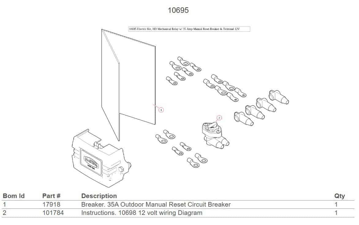 Roll Rite 10698 Relay with 35A Manual Reset Breaker and Terminals