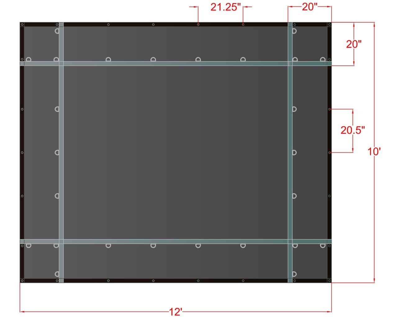 10' x 12' Heavy Duty Smoke Tarp diagram with dimensions