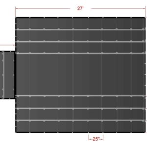 20' x 27' Steel Tarps with flap diagram with dimensions