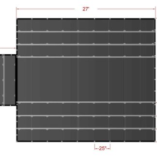 20' x 27' Steel Tarps with flap diagram with dimensions