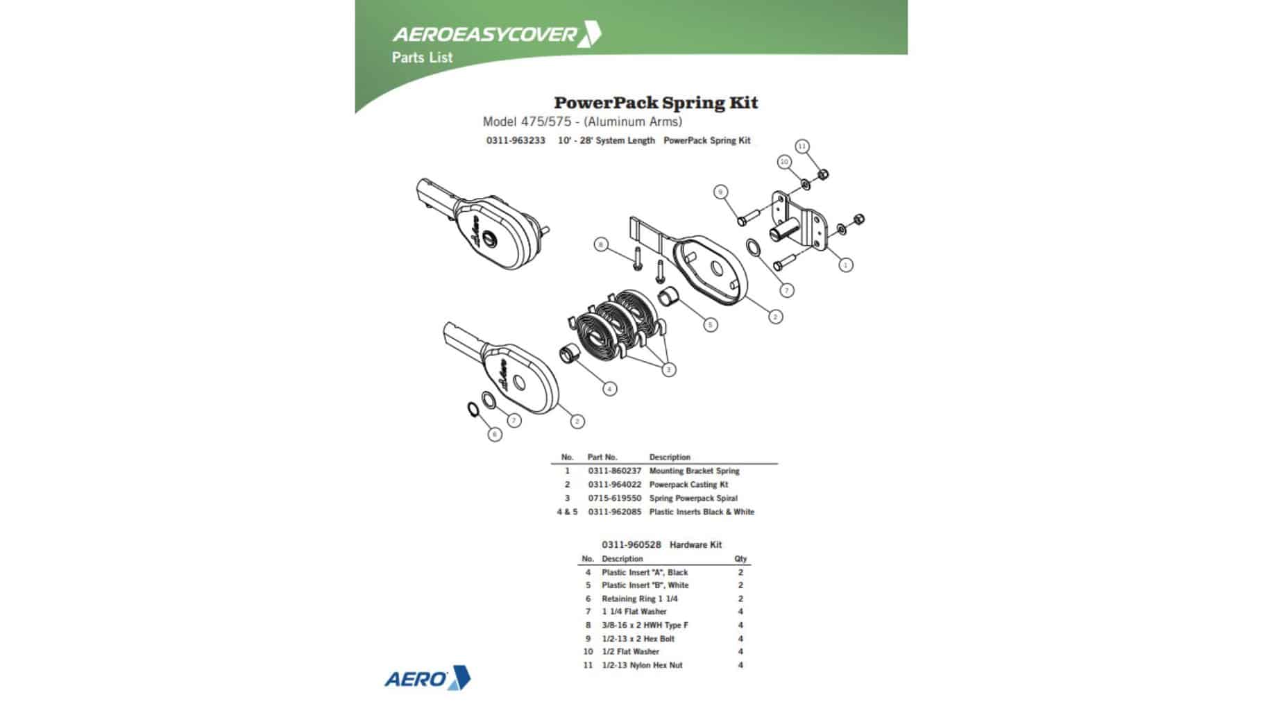 Aero 0311-960389 Easy Cover Power Pack - Complete 1 Side - PS or DS