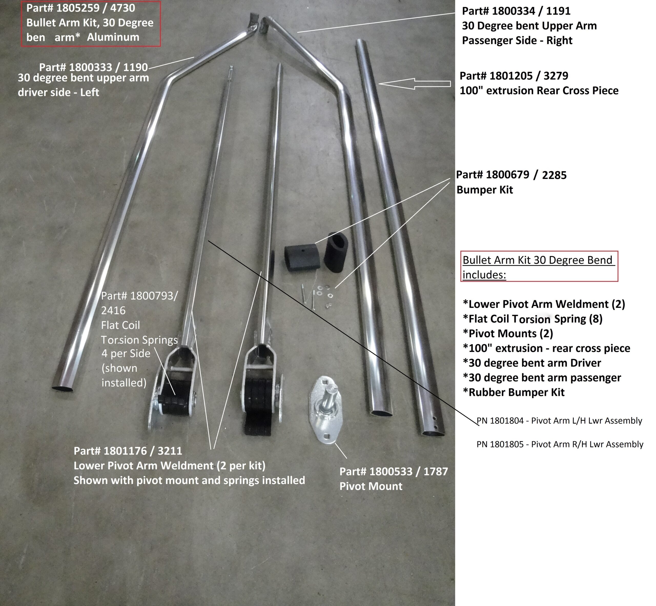 Donovan Bullet 1805259 Arm Kit – 30 Degree Bend