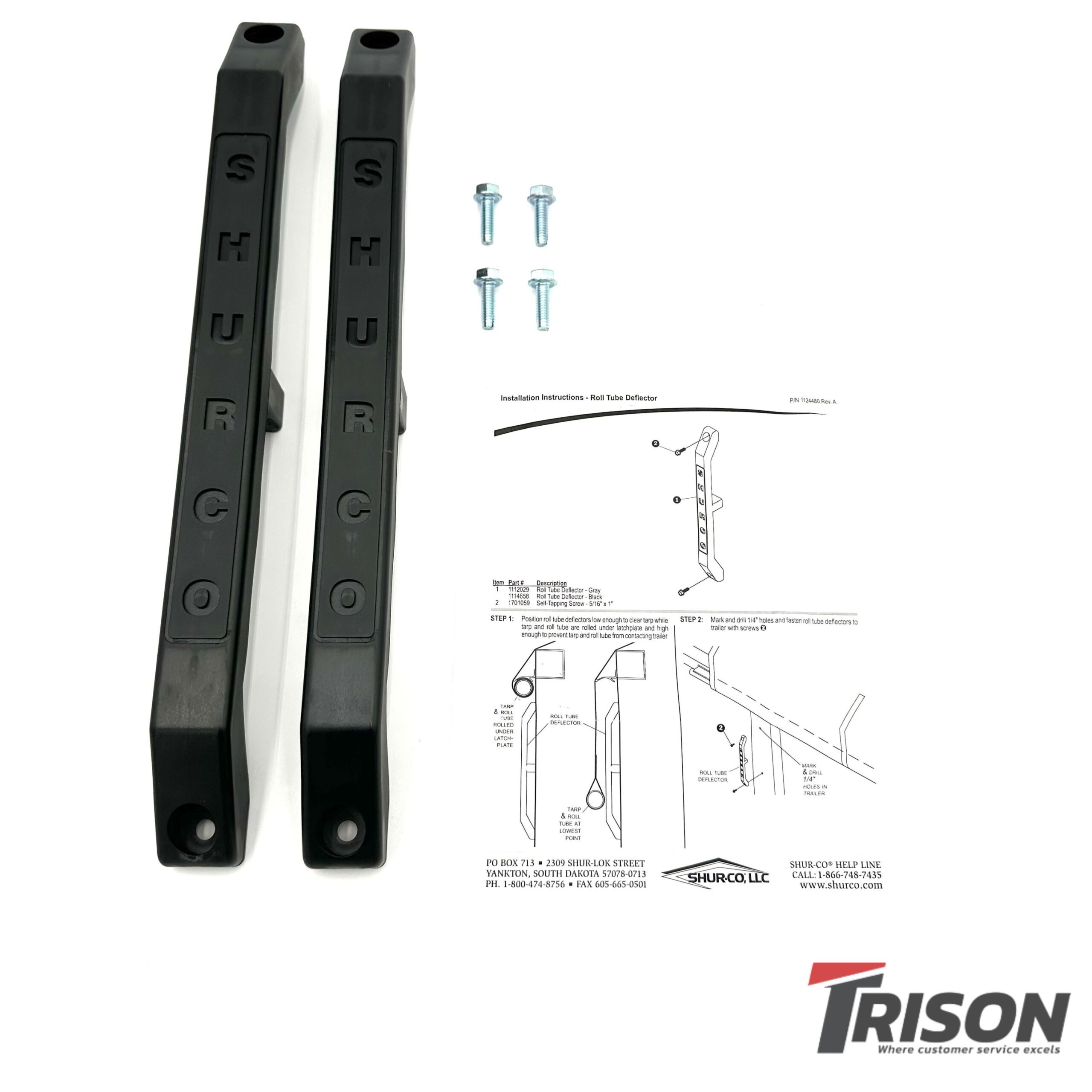Shur-Co 1114659 Roll Tube Deflector Kit – Black – Qty 2