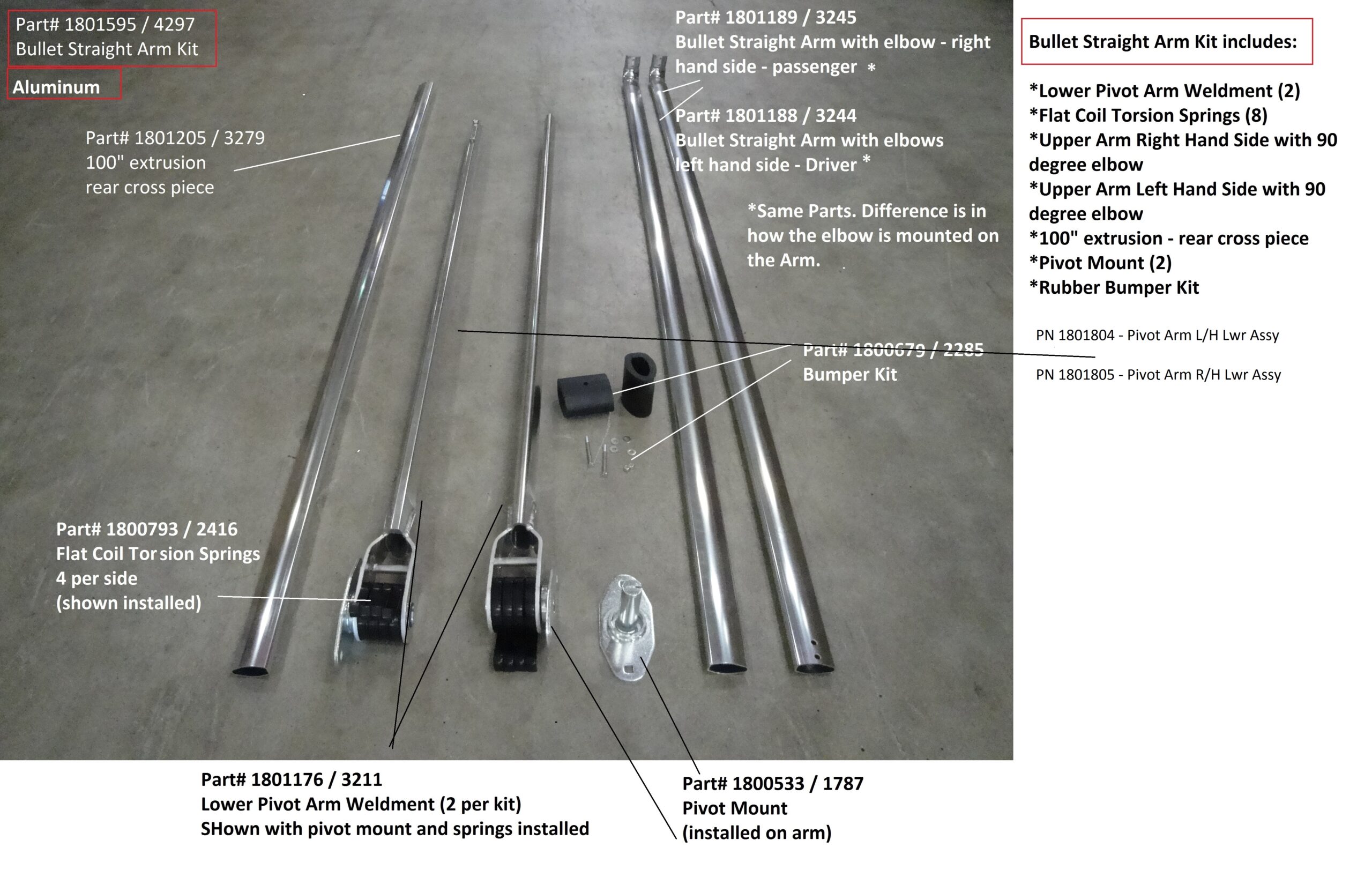 Donovan Bullet 1801595 Arm Kit - Straight Arm