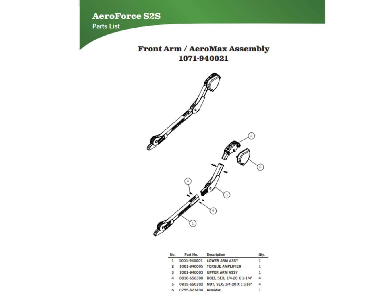 AeroForce S2S 1071-940021 Front Arm
