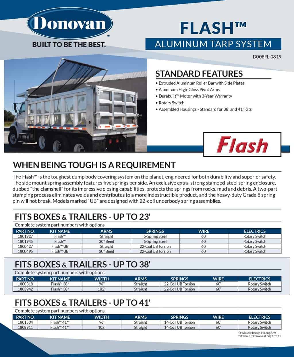 Donovan Flash Tarp System Product Flyer