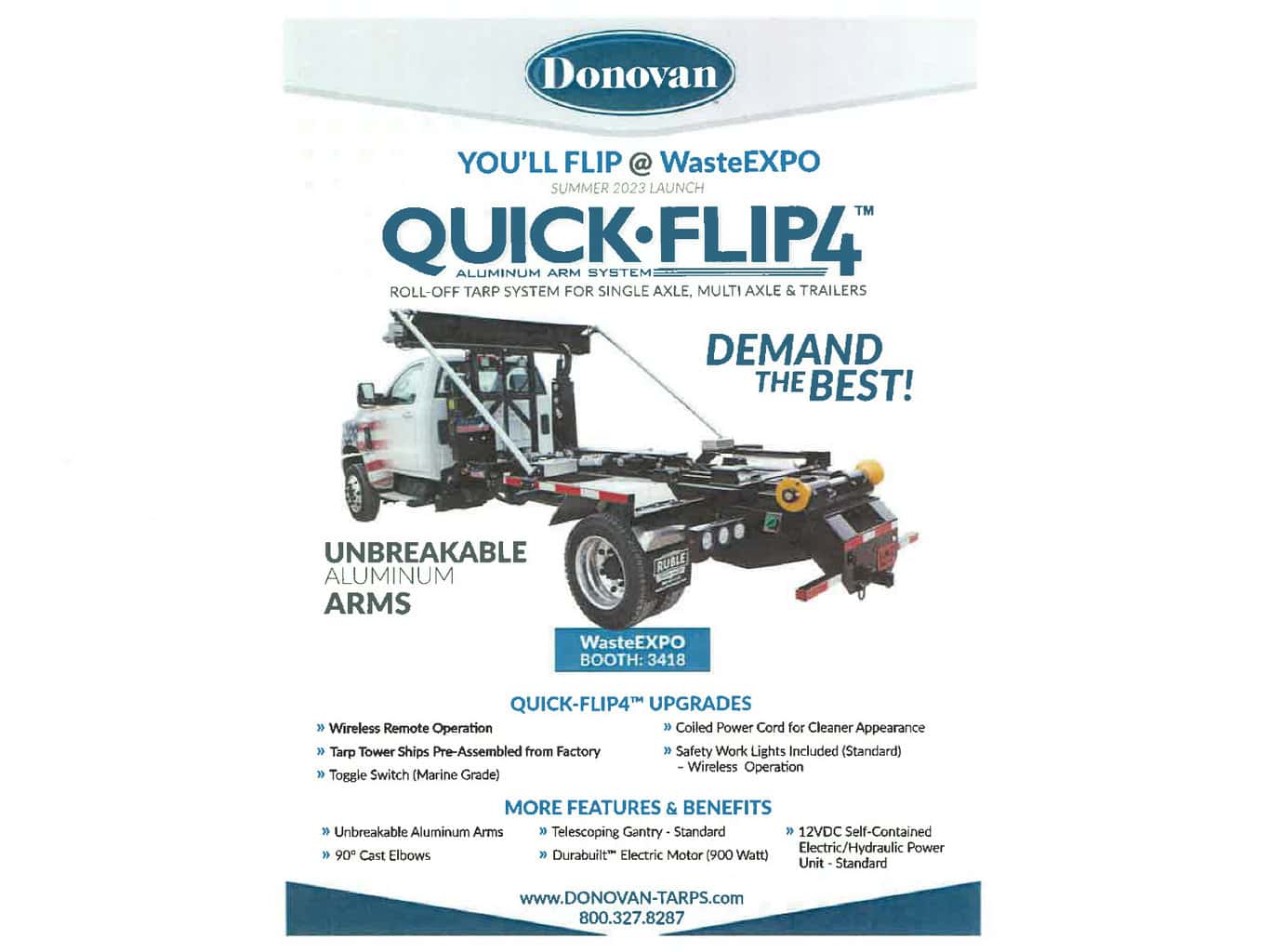 Donovan Quick-Flip 4 Tarp System for Roll-off Truck or Trailer