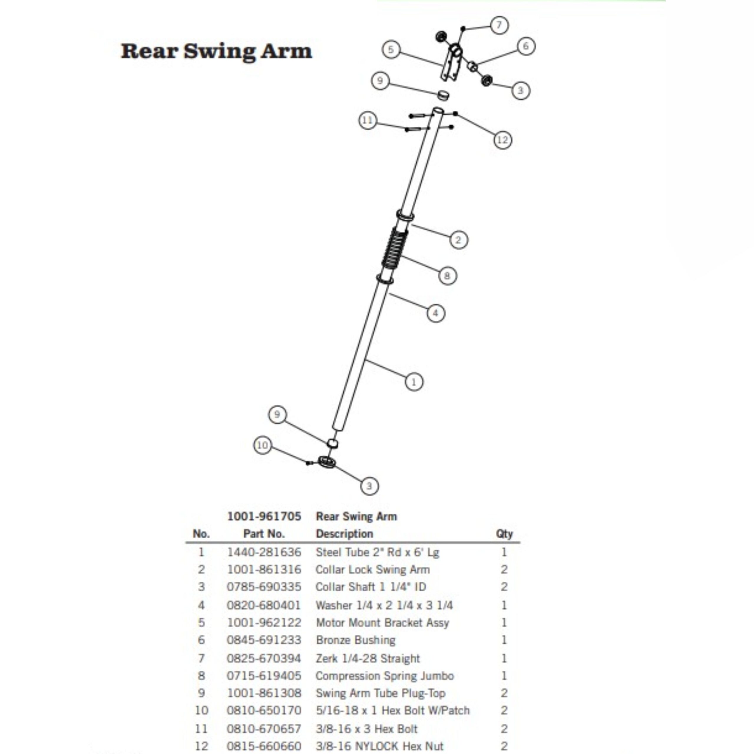 Aero 1001-961705 Rear Swing Arm Assembly for Sidekick 2