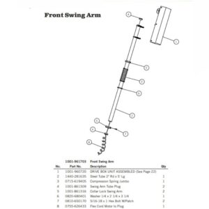 Aero Sidekick 2, 1001-961703 Front Swing Arm Assembly