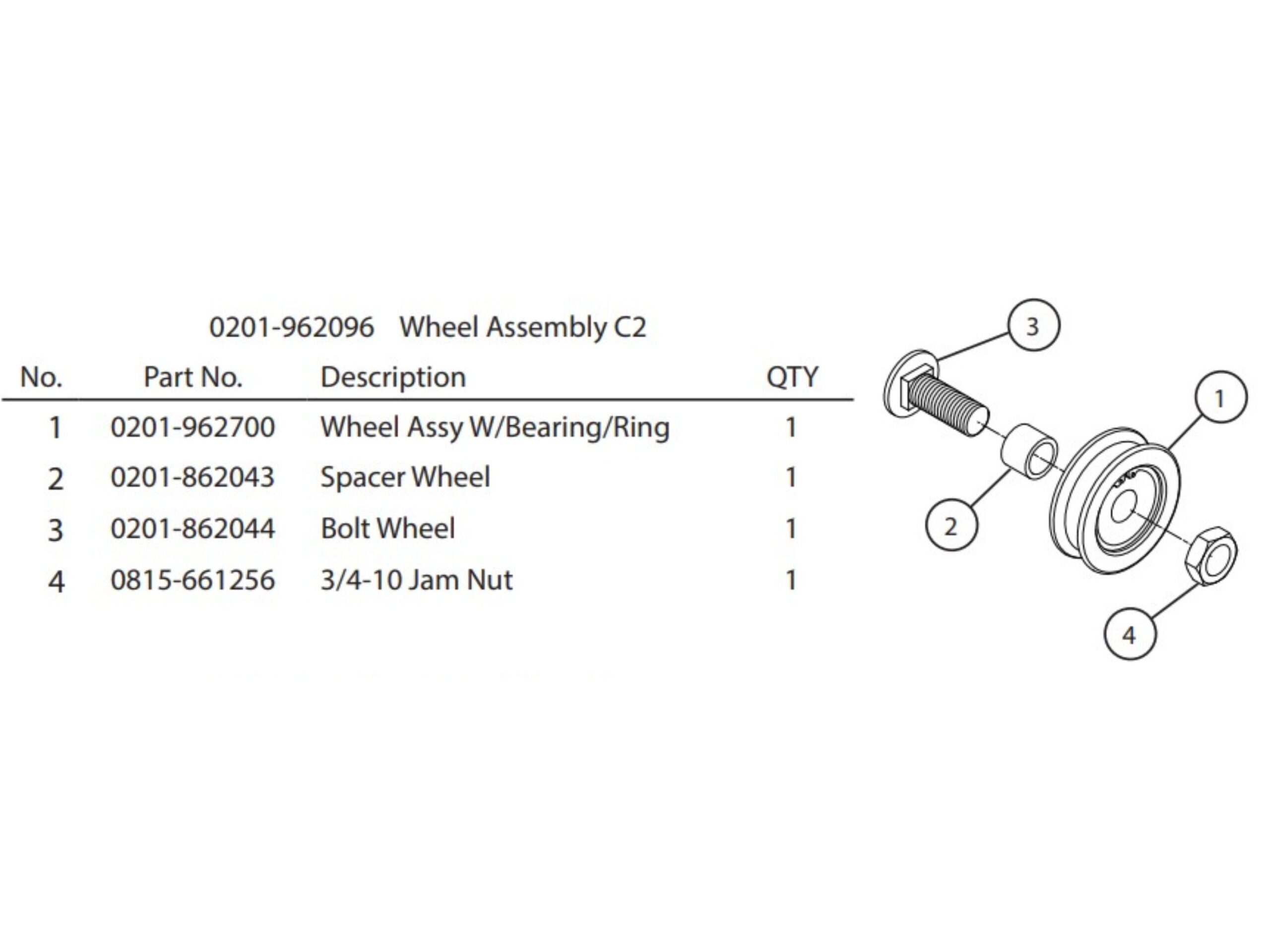 Aero 0201-962096 Wheel Assembly C2 for Conestoga System