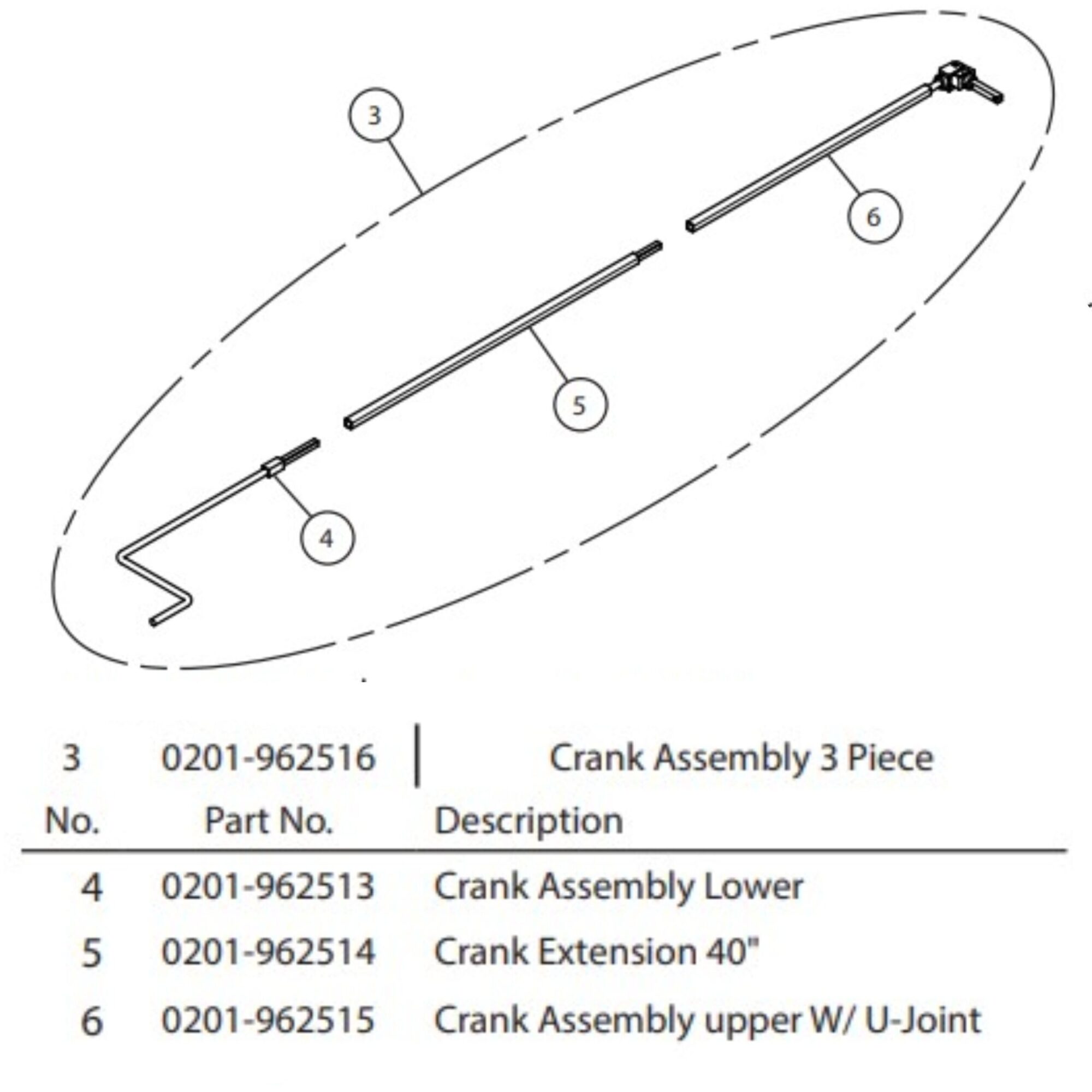 Aero 0201-962516 Crank Assembly 3 Piece