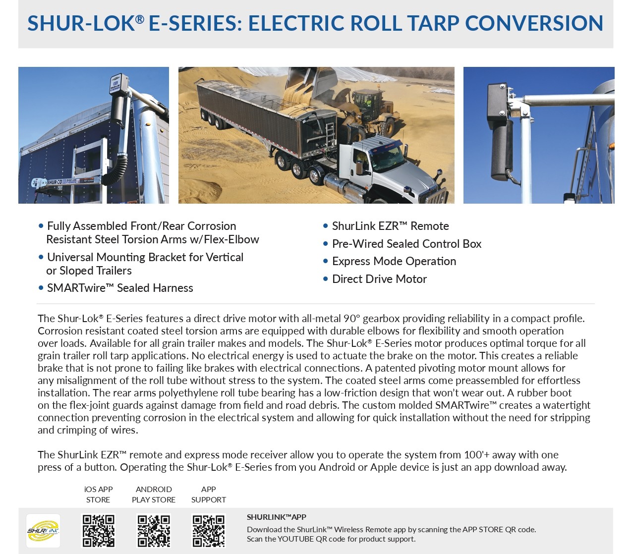 Shur-Lok® E-Series Electric Tarp System for Grain Trailers